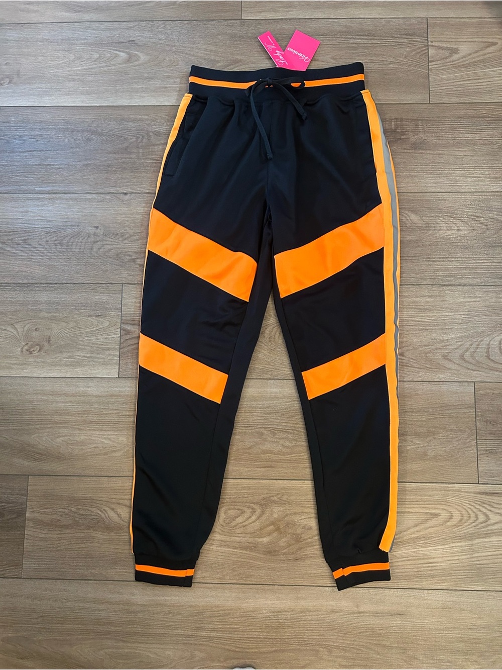 NWT Victorious VL213 Neon Orange Reflective Track Pants M